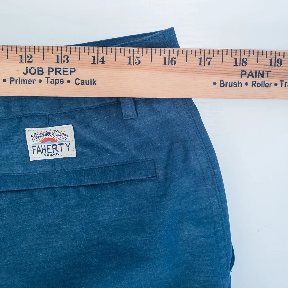 Faherty All Day Shorts Mens 32 Blue Hybrid Stretch Recycled MSC0012